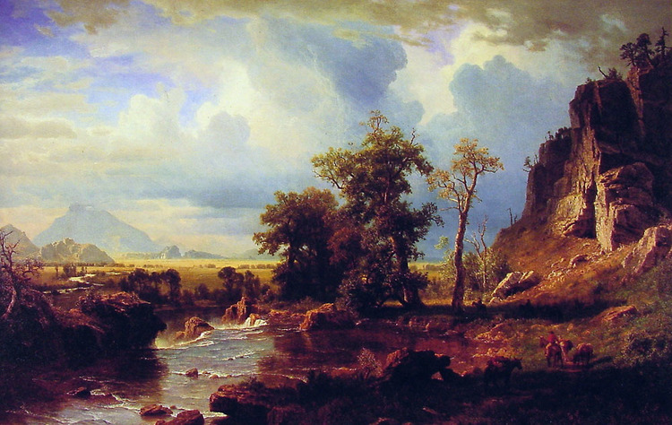 Albert Bierstadt Oil Painting North Fork of the Platte Nebraska - Click Image to Close